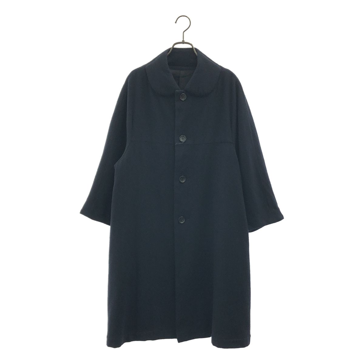 COMME des GARCONS COMME des GARCONS / コムコム | 2013AW | 特殊加工 ウール混 ラウンドカラー オーバーサイズコート | XS | ネイビー | レディース