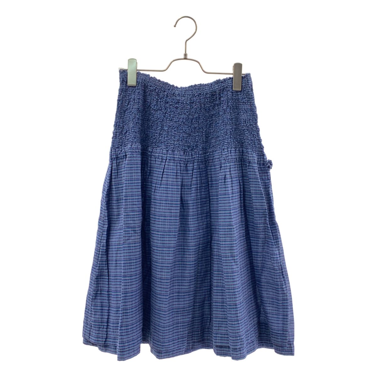 me ISSEY MIYAKE / ミーイッセイミヤケ | シワ加工 切替 チェック スカート | ネイビー | レディース