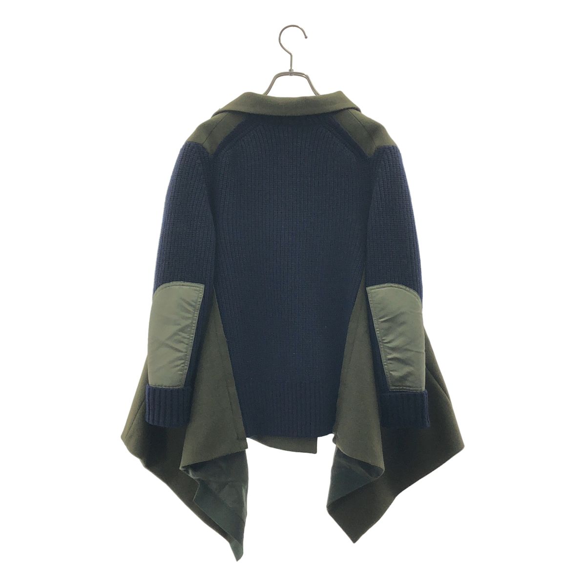 Sacai ネイビーとカーキのリブ編みセーター sacai / サカイ | ニット 切替 変形 ピーコート | 1 | カーキ/ネイビー