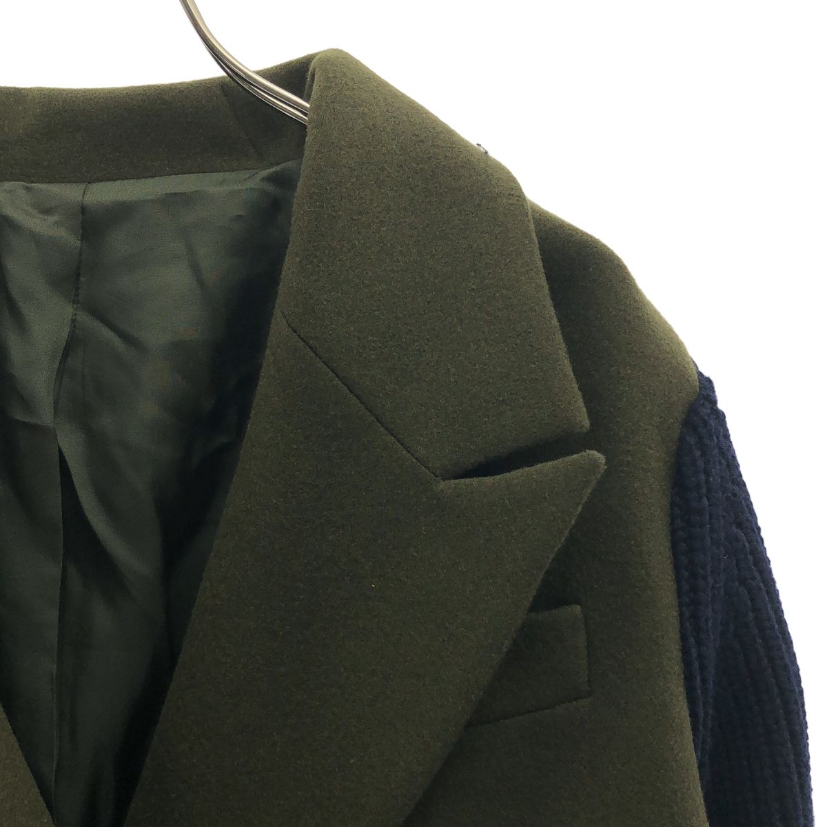 sacai / サカイ | ニット 切替 変形 ピーコート | 1 | カーキ/ネイビー