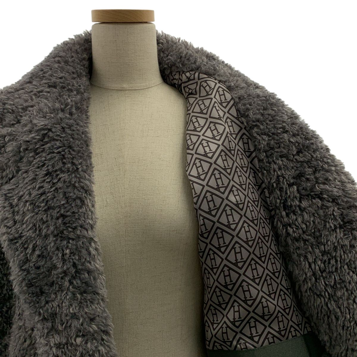 【美品】 HERNO / ヘルノ | MANTO / マント エコファー ダブルブレスト コート | 40 | グレー | レディース 【美品】 HERNO / ヘルノ | MANTO / マント エコファー ダブルブレスト コート | 40 | グレー | レディース