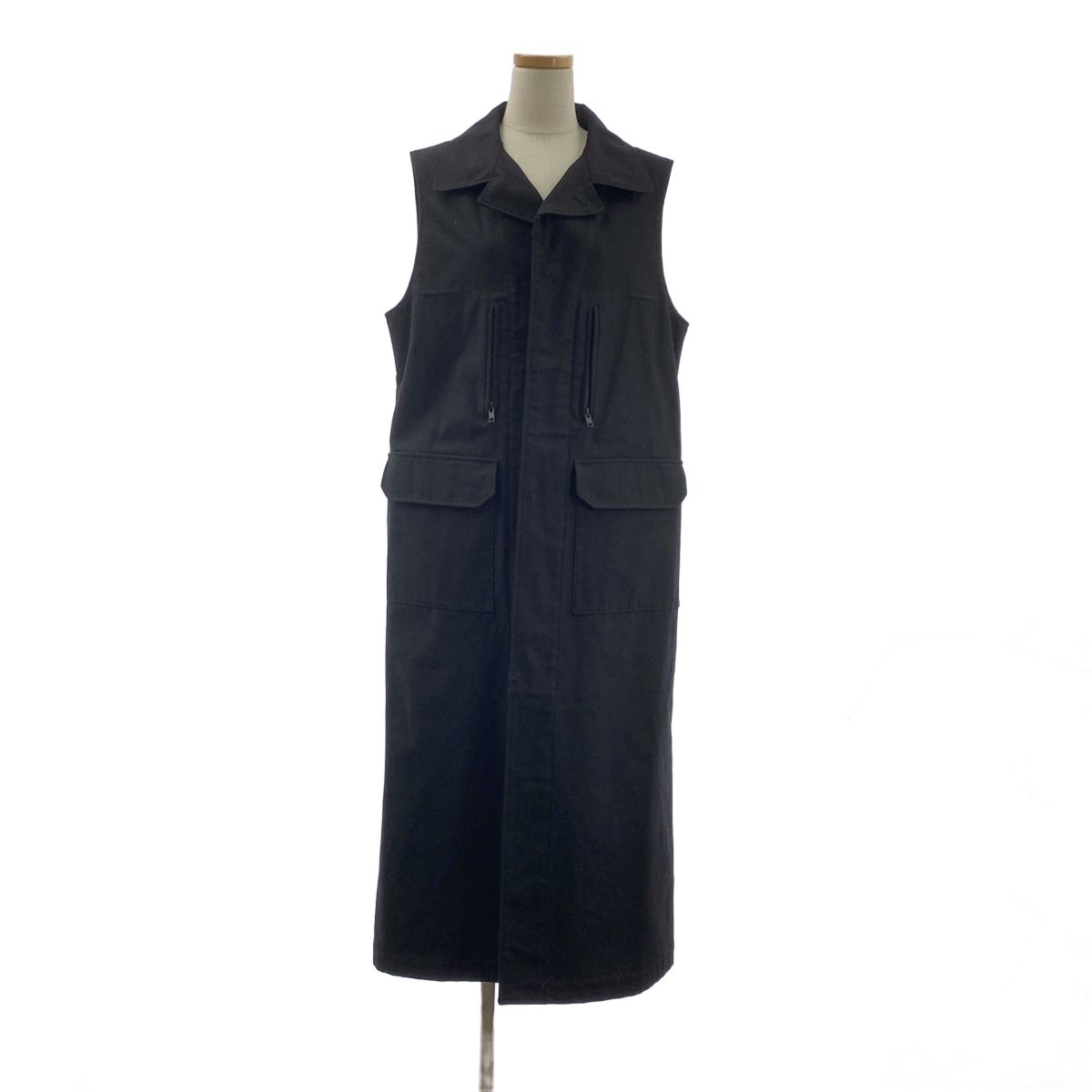 REGULATION Yohji Yamamoto / レギュレーションヨウジヤマモト | 2022AW | コットンツイル ノースリーブコート | 3 | ブラック | レディース