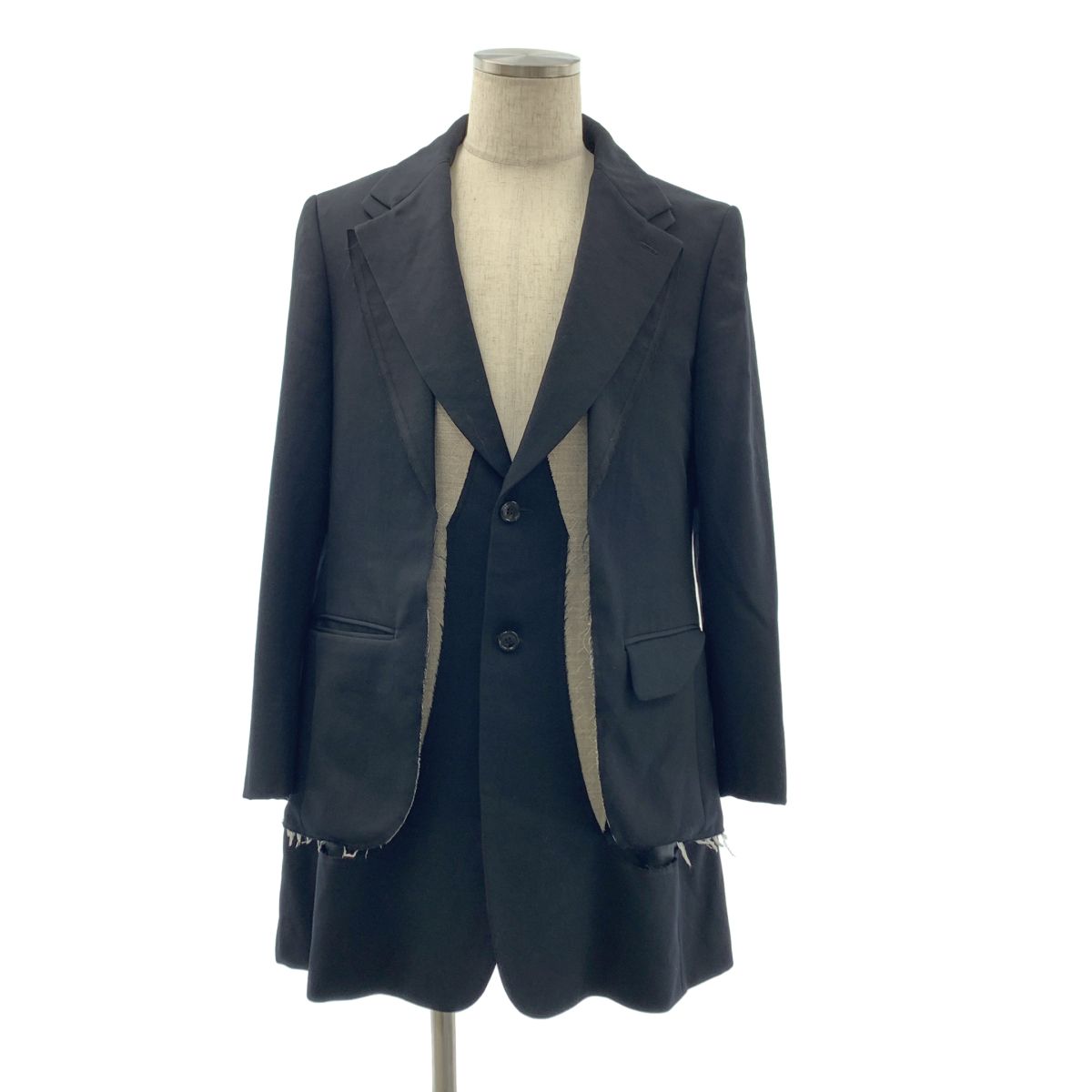 【美品】 COMME des GARCONS HOMME PLUS / コムデギャルソンオムプリュス | 2023SS | 変形 ドッキング テーラードジャケット / 総裏地 | M | ブラック | メンズ