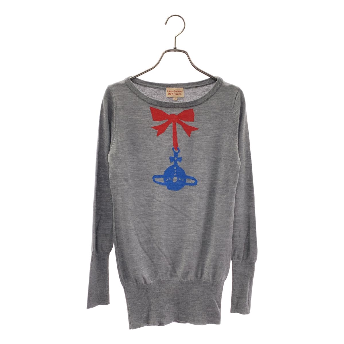 VIVIENNE WESTWOOD RED LABEL / ヴィヴィアンウエストウッドレッドレーベル | ウール混 オーブ クルーネック ニット | 2 | グレー | レディース