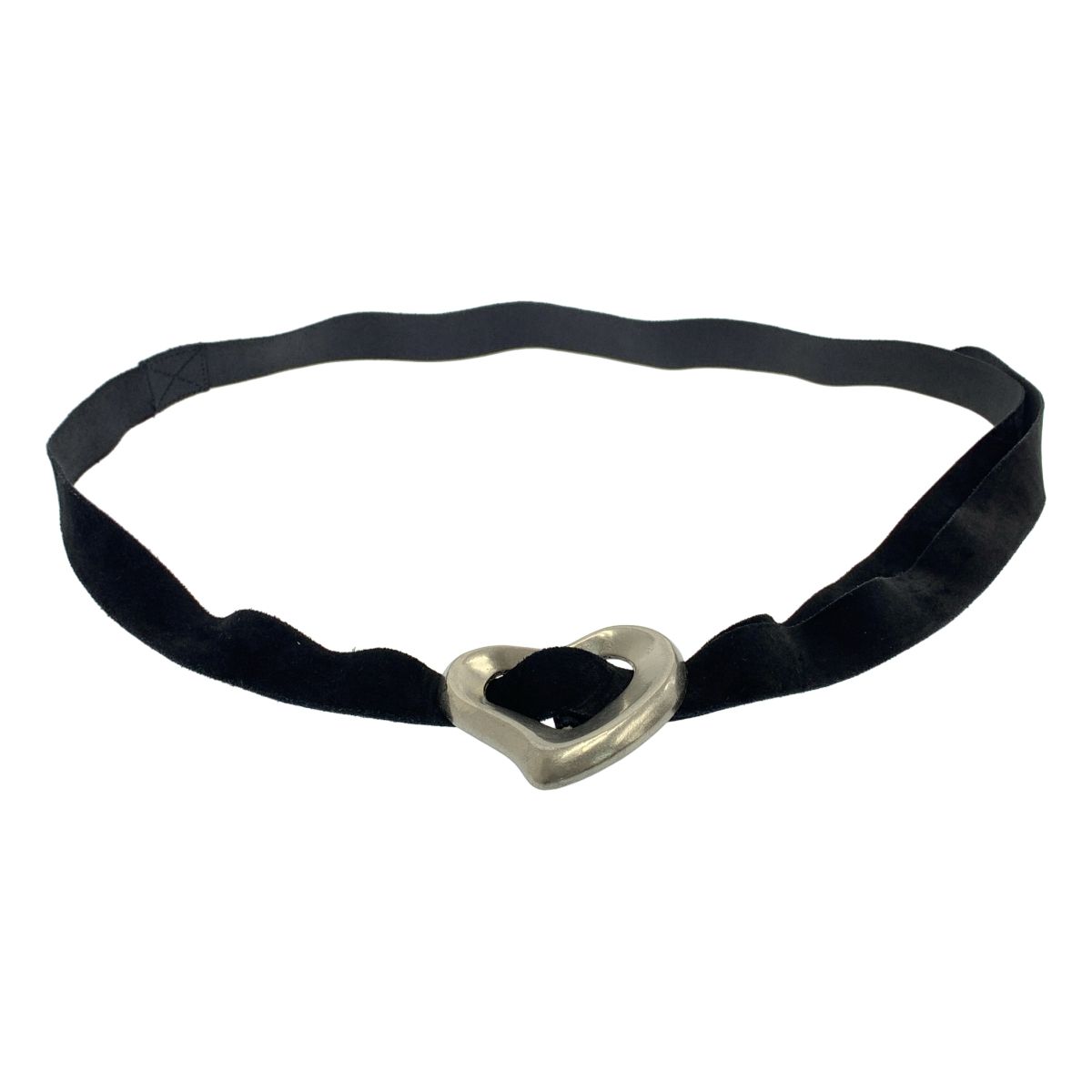 SEA / シー | BIG HEART SUEDE BELT ハート レザーベルト | ブラック/シルバー | レディース