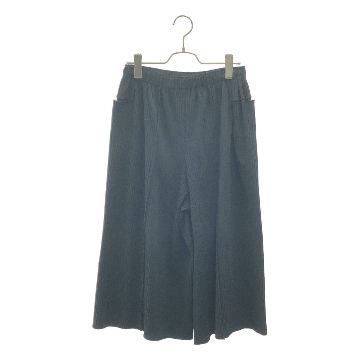 me ISSEY MIYAKE / ミーイッセイミヤケ | プリーツ カットオフポケット ワイド イージーパンツ | ブラック | レディース