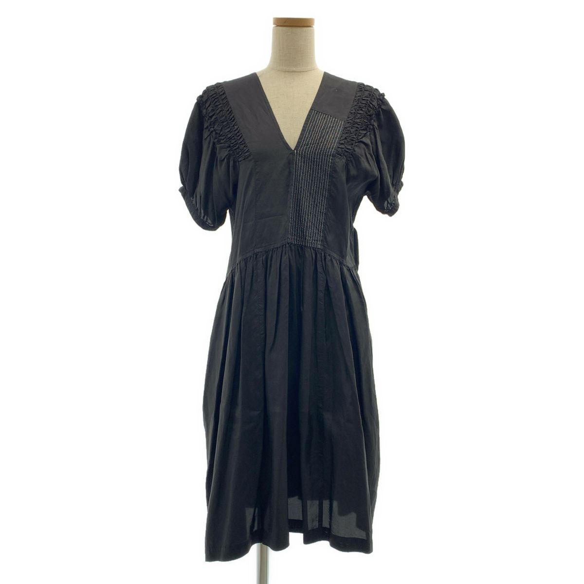 tricot COMME des GARCONS / トリココムデギャルソン | 2008SS | 脱色加工 アシンメトリー ステッチワーク ギャザー ドレス ワンピース | S | ブラック | レディース 21,504円