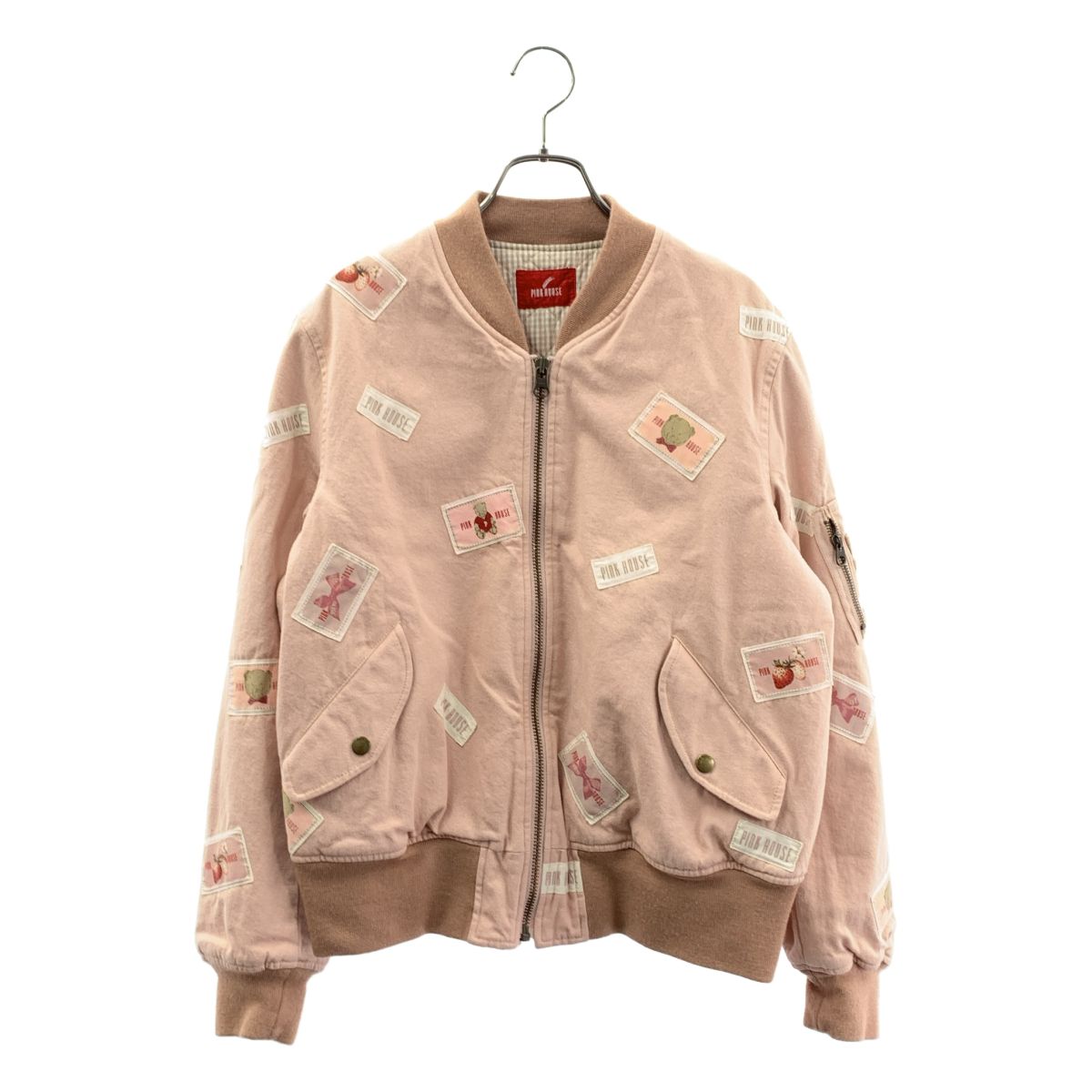PINK HOUSE / ピンクハウス | コットン テディベアパッチ MA-1 ブルゾン | ライトピンク | レディース