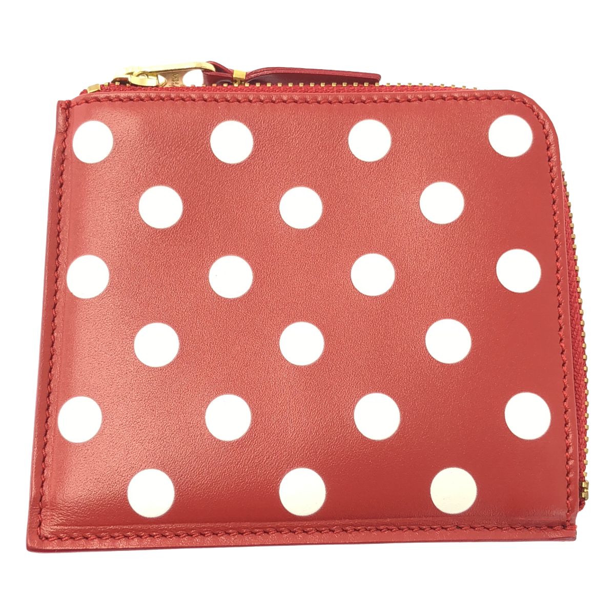 COMME des GARCONS / コムデギャルソン | Wallet / ポルカドットプリント L字 ジップ ウォレット | レッド/ホワイト | レディース