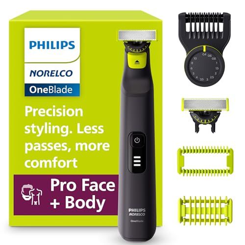 フィリップス Norelco OneBlade Pro 360 フェイス+ボディ 電気シェーバー ひげトリマー ボディグルーマー 360ブレードテクノロジー 14レングス精密コーム ボディキット ソフトポーチ モデル QP6542/70 2b3be846