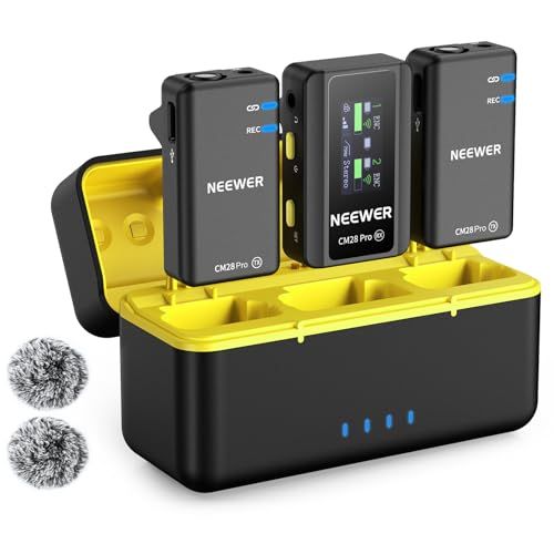 NEEWER ワイヤレスラベリアマイク 無線ラペルマイク 充電ケース付き 48KHz 16ビット非圧縮オーディオ/ノイズキャンセリング/4GBストレージ/9時間録音 騒音低減 コンデンサーマイク クリップマイク iPhone iPad And e4dd94b8 13,388円