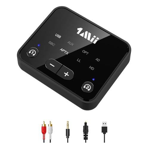 1Mii B06T6 Bluetooth 5.3 トランスミッター テレビ用 2台同時接続 aptX LL低遅延/Adaptive/HD 遠距離30m 光学/AUX 3.5mm/RCAオーディオ入力 TV/コンピューターのオーディオをBlue a6e49a83