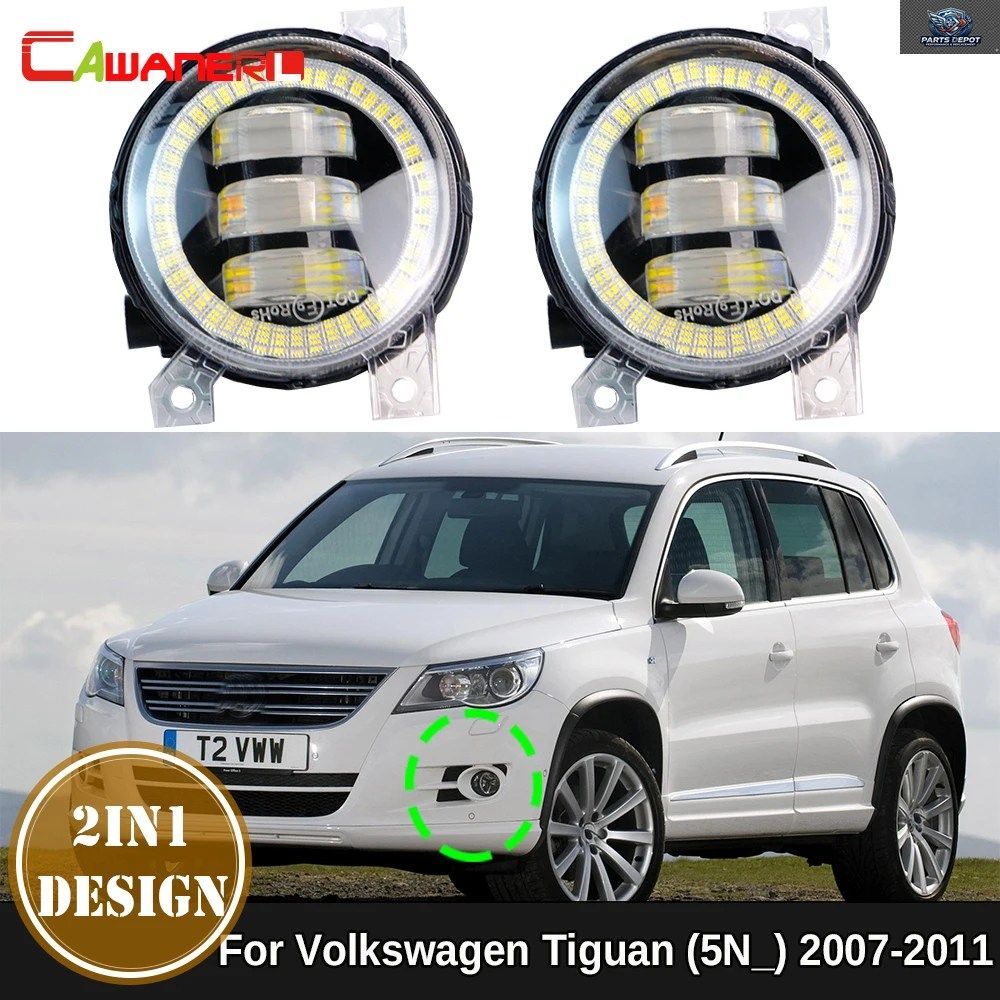 CANBUS CAR 9006 LED フォグランプ エンジェルアイ DRL デイタイムランニングランプ 2個セット フォルクスワーゲン VW ティグアン 5N 2007