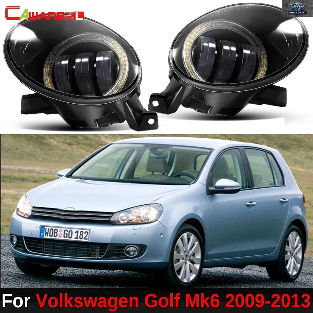 車用エンジェルアイLEDフォグライトDRL 9006 CANBUSフォグデイタイムランニングランプ VWフォルクスワーゲンゴルフMK6 2009-2013 GDI/GTI以