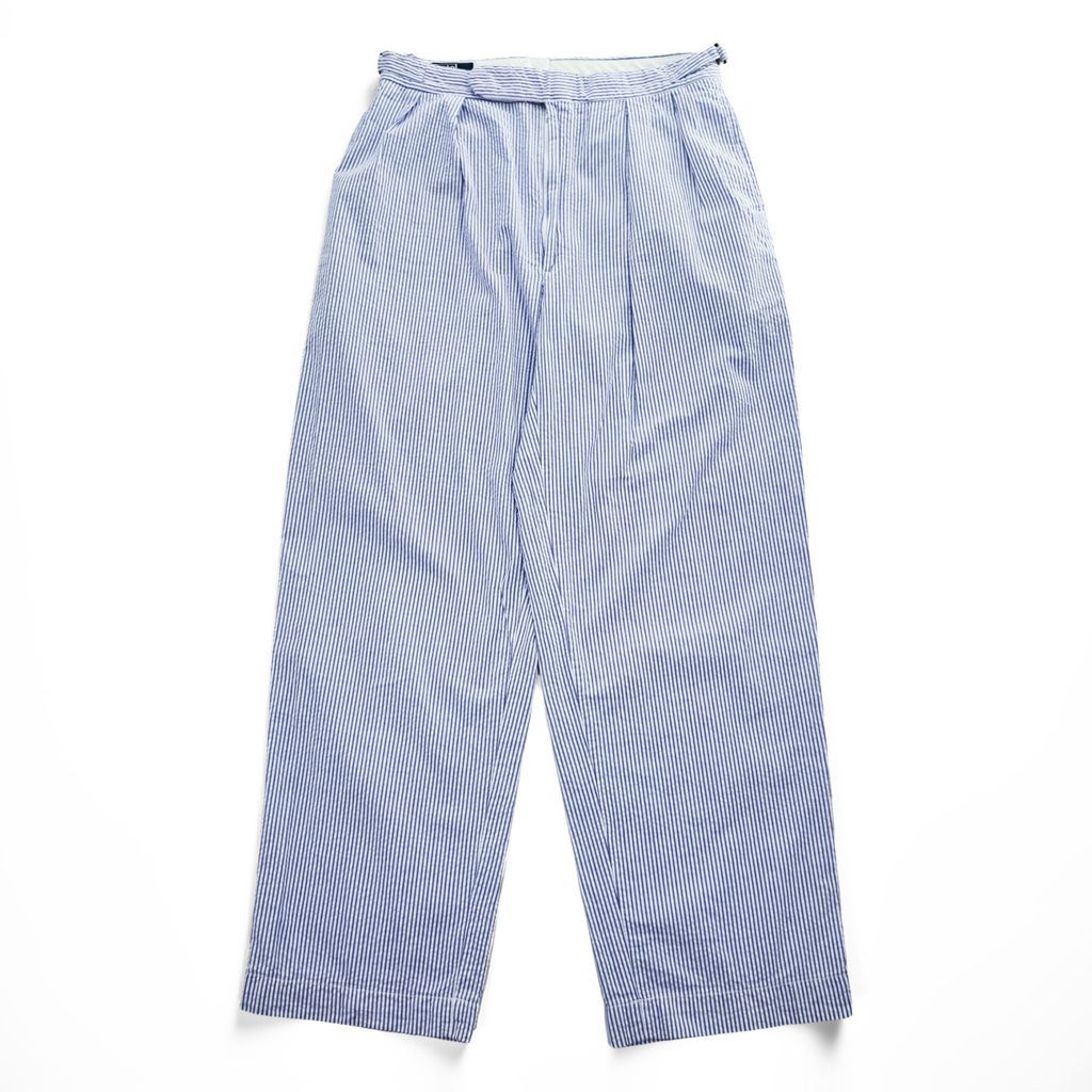 Polo Ralph Lauren 90年代 USA製 ヴィンテージ シアサッカー ワイド スラックス パンツ M ストライプ 2タック サイドアジャスト