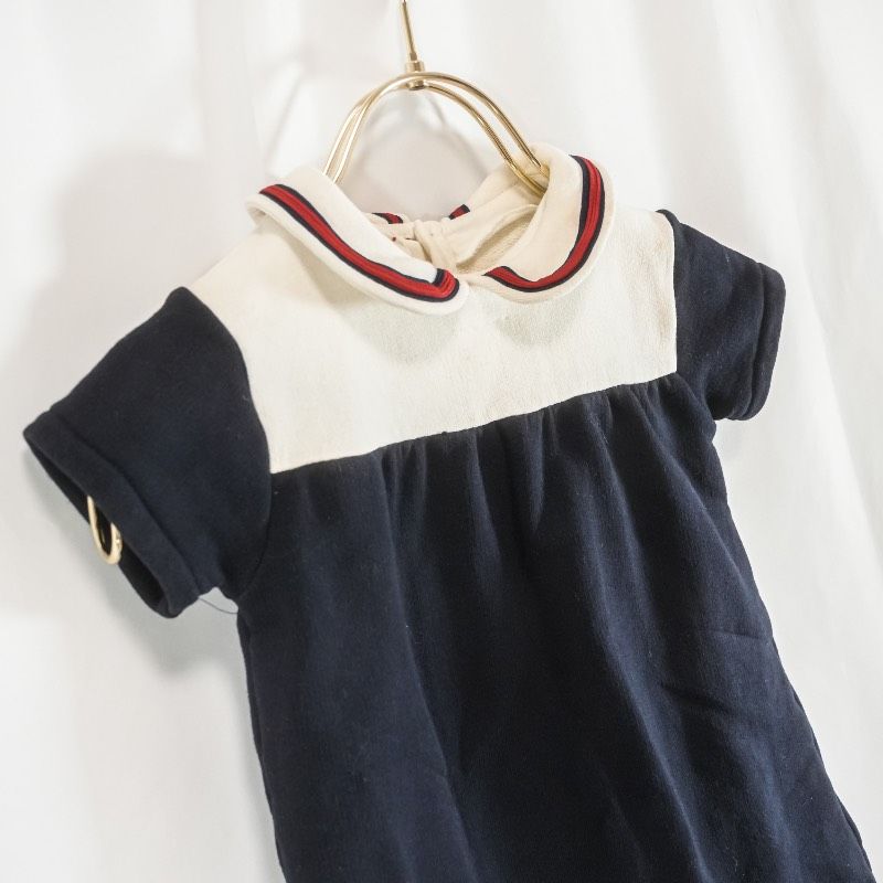 ky232【美品】GUCCI 半袖ワンピース シェリー グレー 12サイズ 【公式