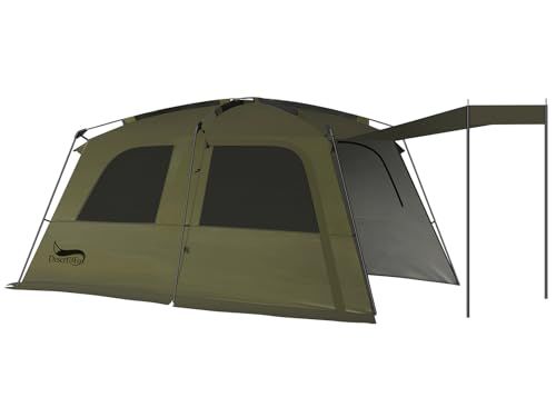 DesertFox テント大型 2?6人用 ?簡単設営 ロッジ型 高さ185cm/200cm 4000mm耐水圧 前後室あり キャンプテント 自立式 パークテント 二重層構造 4シーズン 初心者向け UVカット 通気防風防雨 キャンピング ア 9df9eaa4