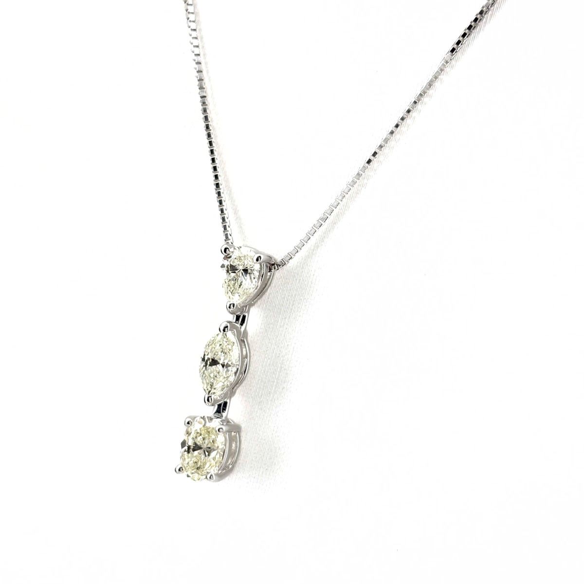ダイヤモンド デザインネックレス WG ホワイトゴールド ペンダント ネックレス K18 WG ダイヤモンド レディース 【中古】