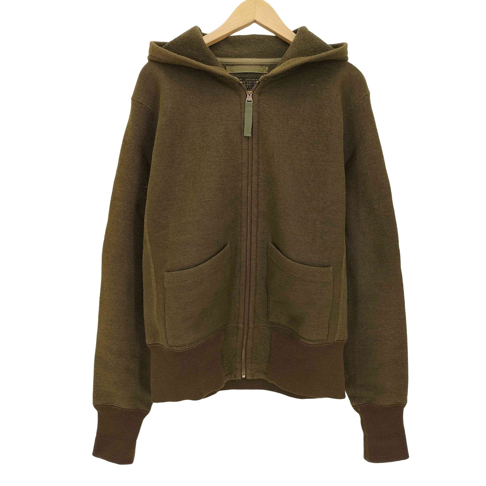 ダブルアールエルラルフローレン RRL RALPH LAUREN 世界100着 NY製 ウールコットン LIMITED EDITION A-1ジャケットモチーフ ニット ジップアップ パーカー メンズ import：M