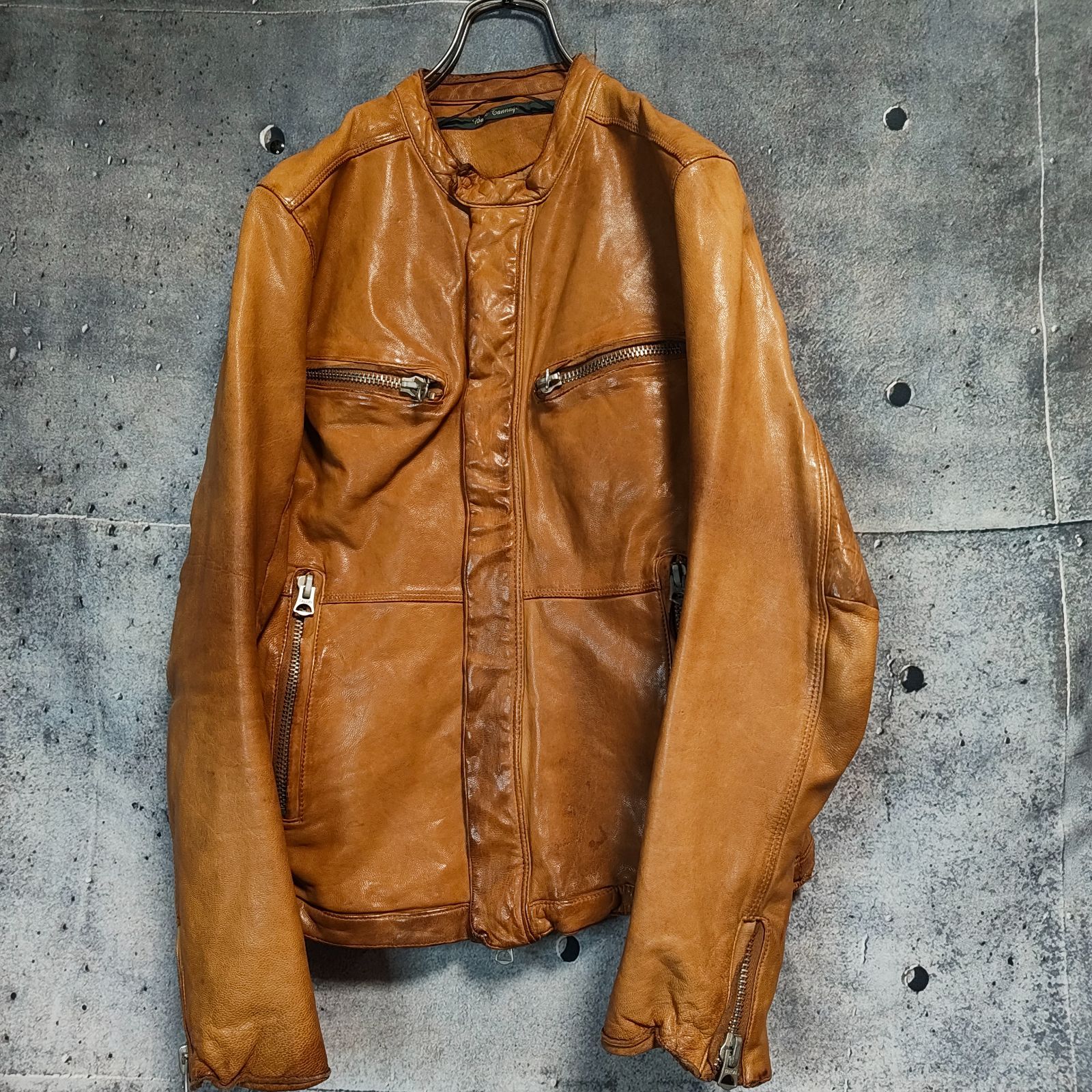 平成ギャル 短丈 本革レザージャケット キャメル y2k アメカジ 00s Y2K Archive BARK TANNAGE 山羊革 ゴートスキン リアルレザー