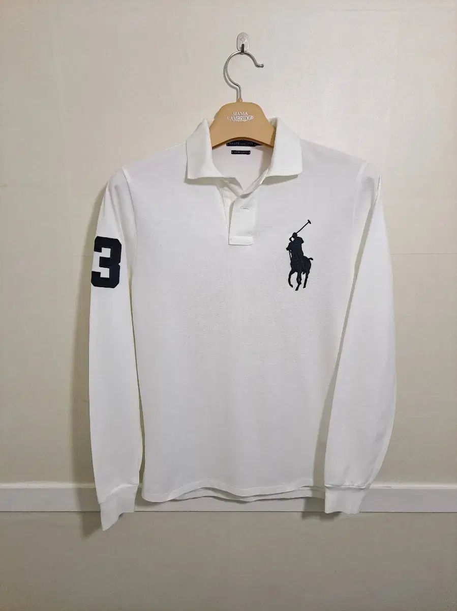 ポロ ラルフローレン 長袖 カラーTシャツ 白 3番 95サイズ (正規品)