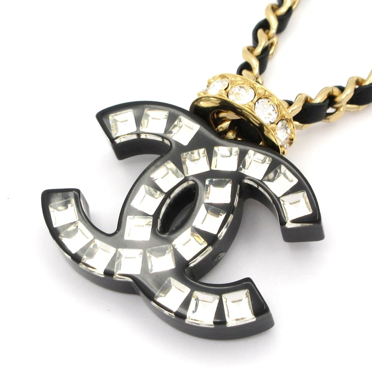 CHANEL(シャネル) チョーカー ココマーク レザー ゴールド×黒×クリア