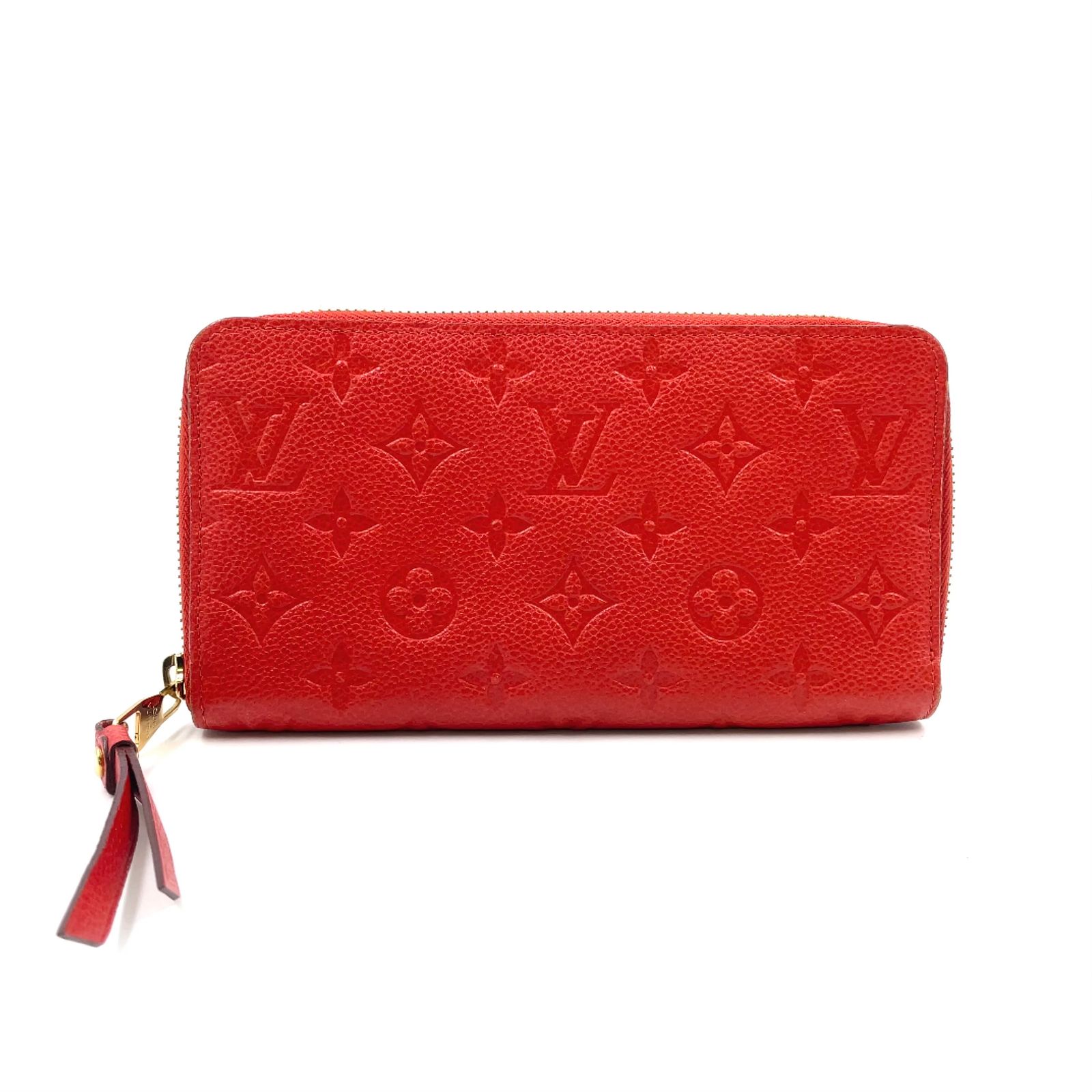 【新着】LOUIS VUITTON ジッピーウォレット モノグラムアンプラント モノグラムアンプラント スカーレット レザー レッド ラウンドファスナー長財布 ゴールド M63691