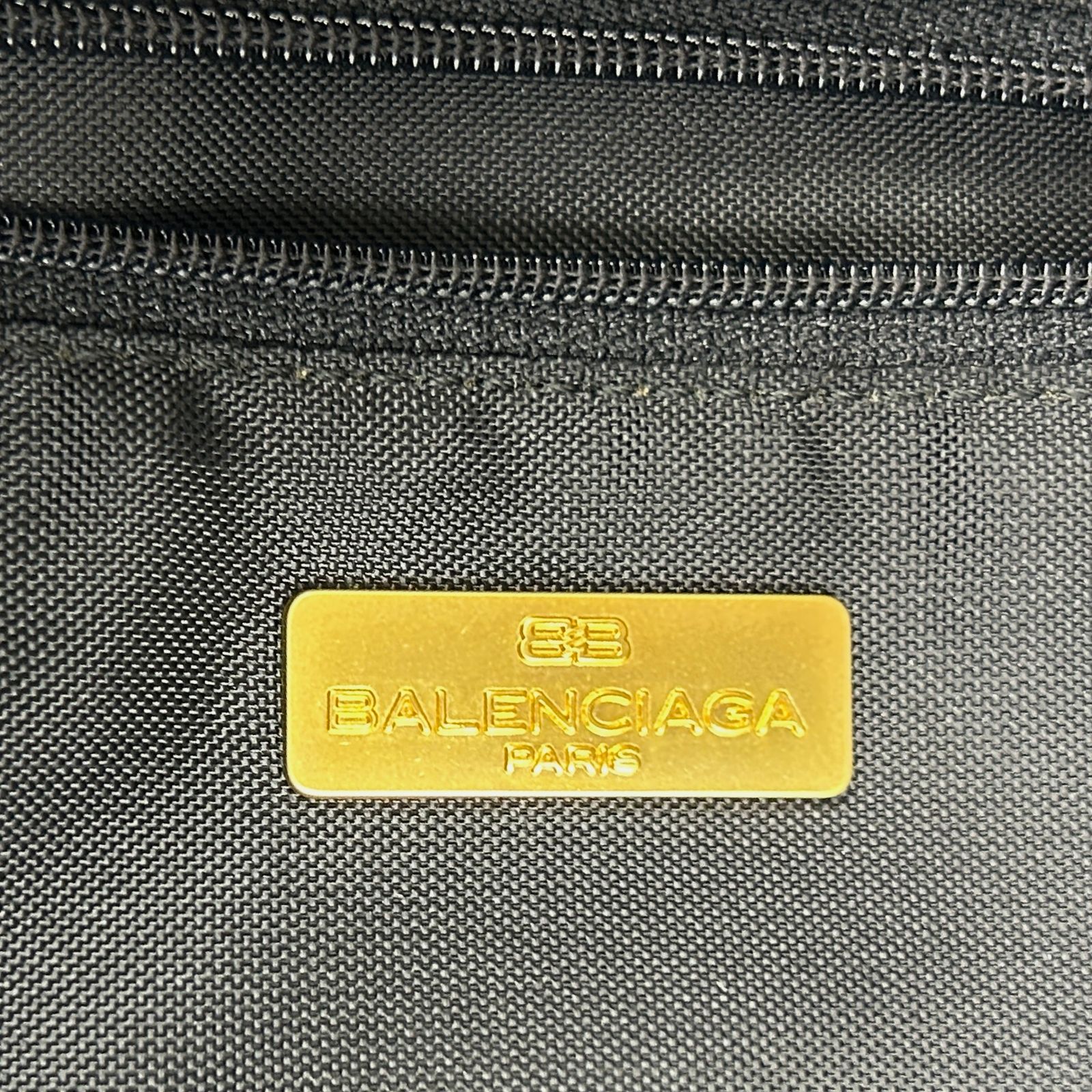 BALENCIAGA クロコ型押し レザー×ナイロン ブラウン×ブラック ボストン