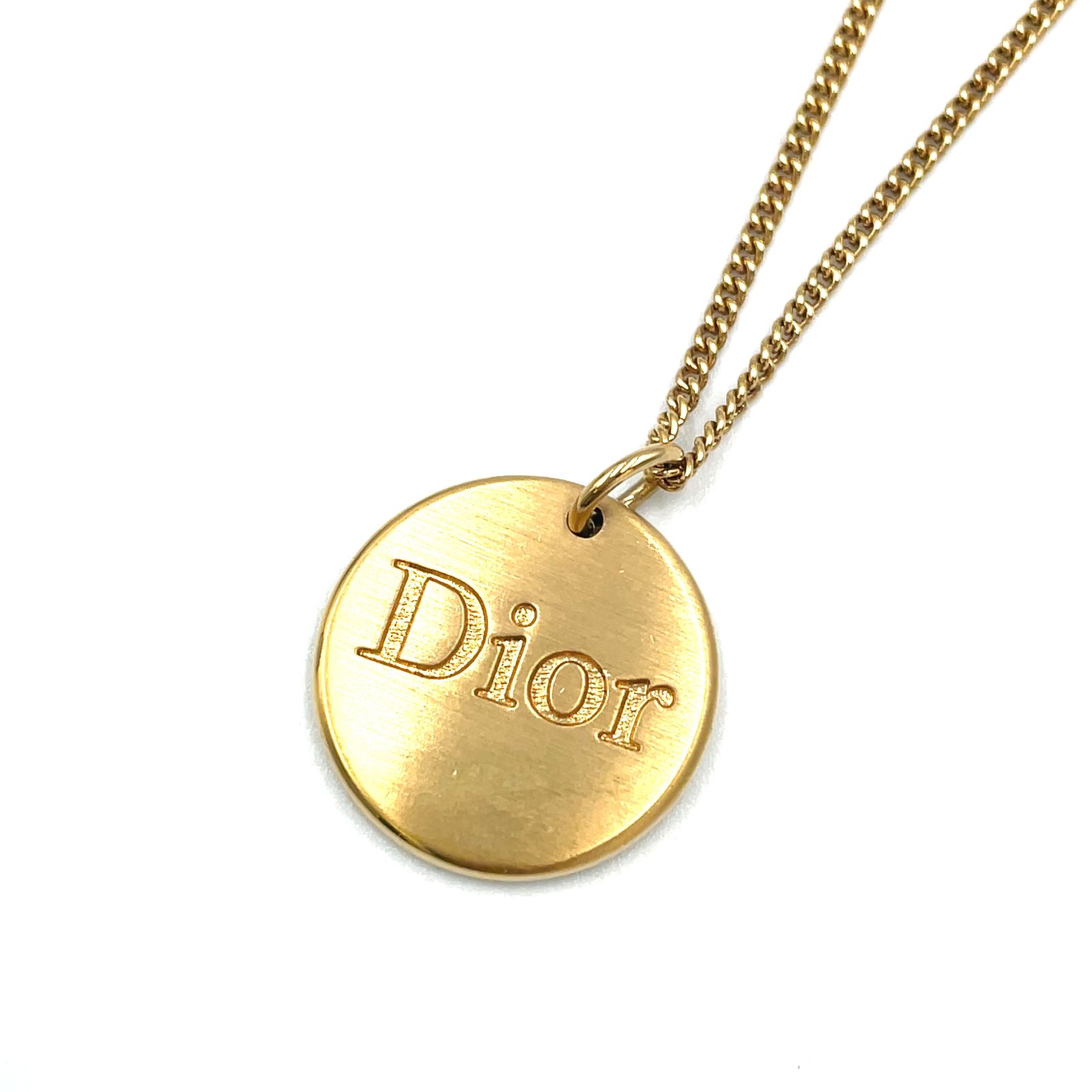 Christian Dior ロゴプレート ダブルチェーン GP ゴールド ネックレス
