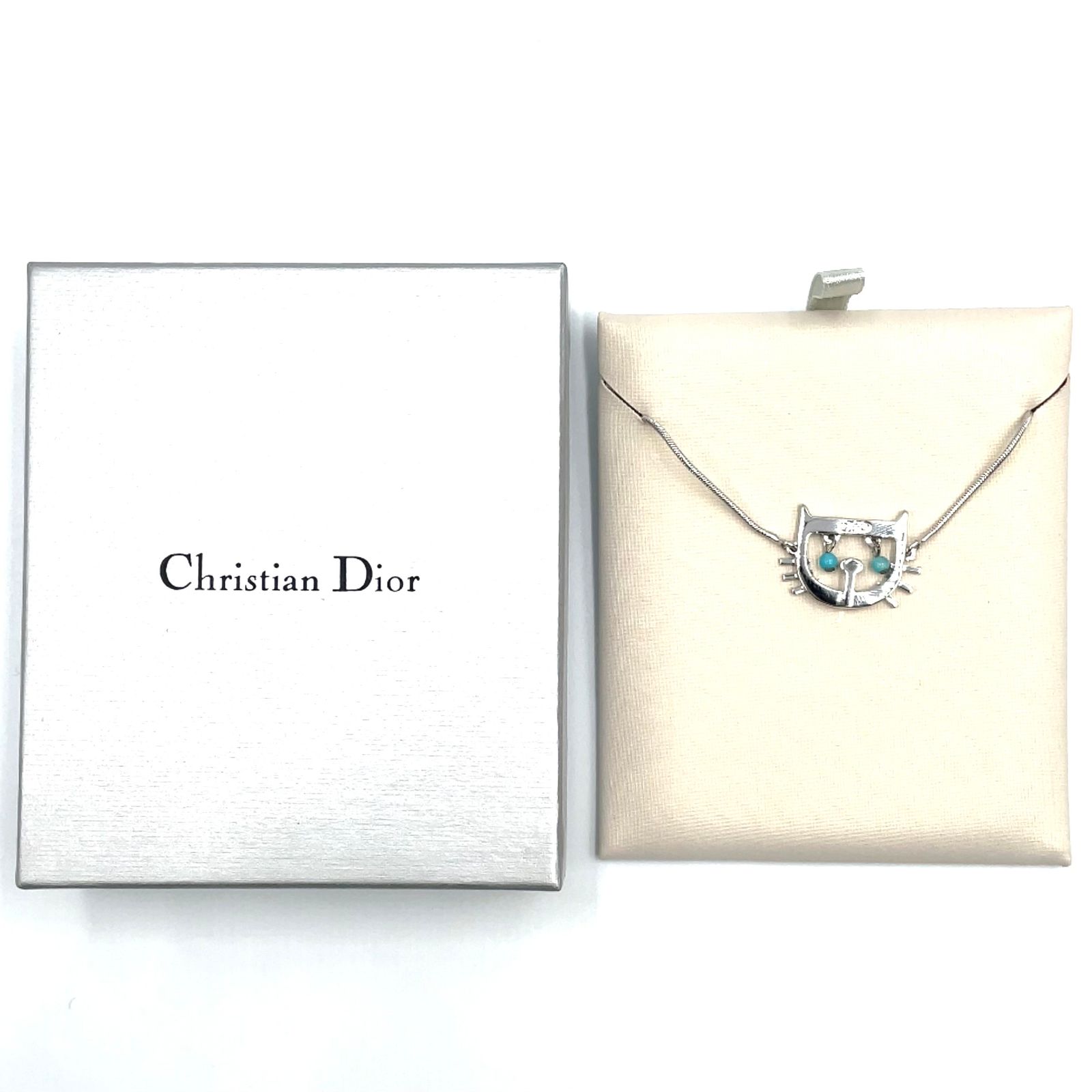 Christian Dior キャット＆D メタル×カラービーズ シルバー×ターコイズ