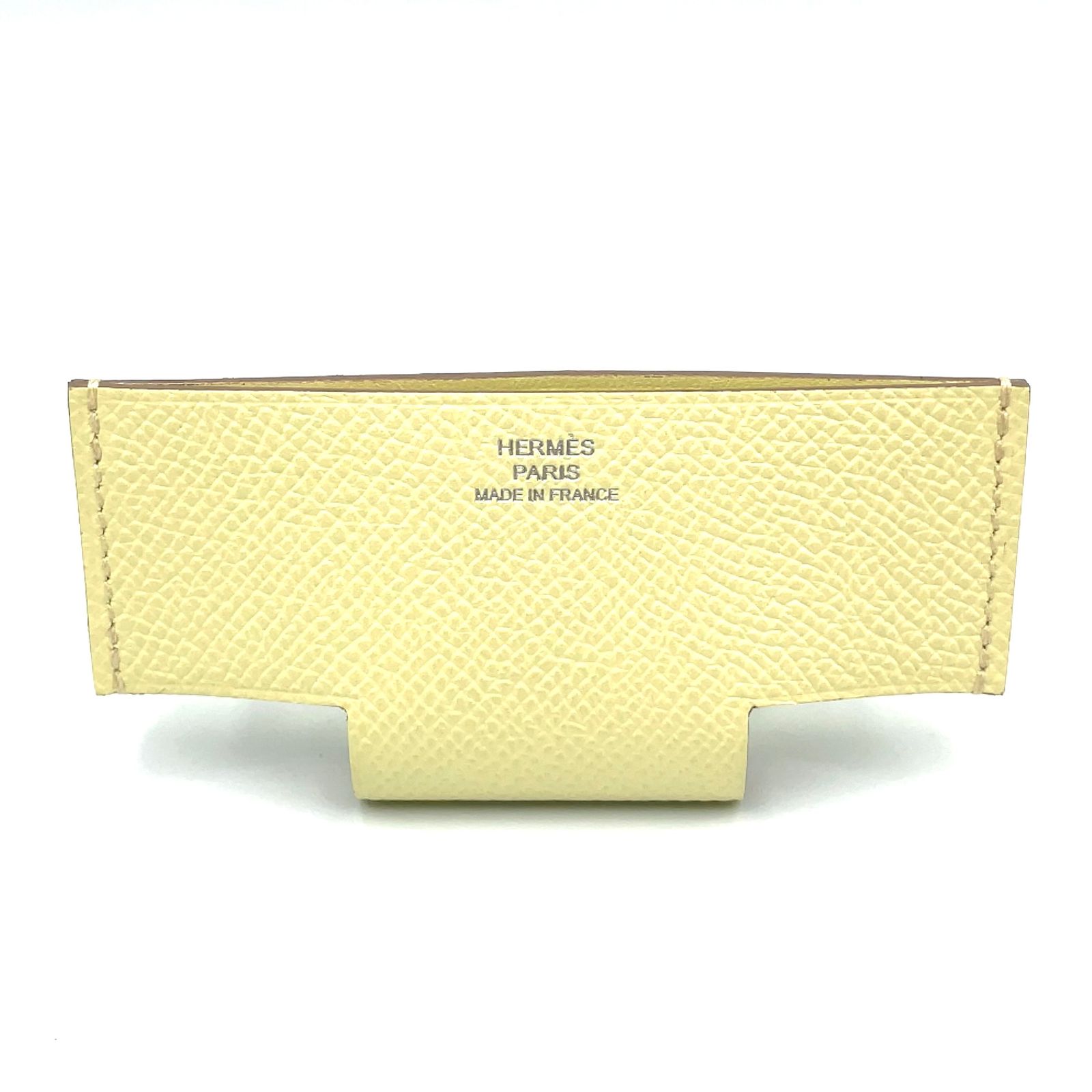 【新着】HERMES Hポケット W刻印 レザー ライトイエロー カードケース