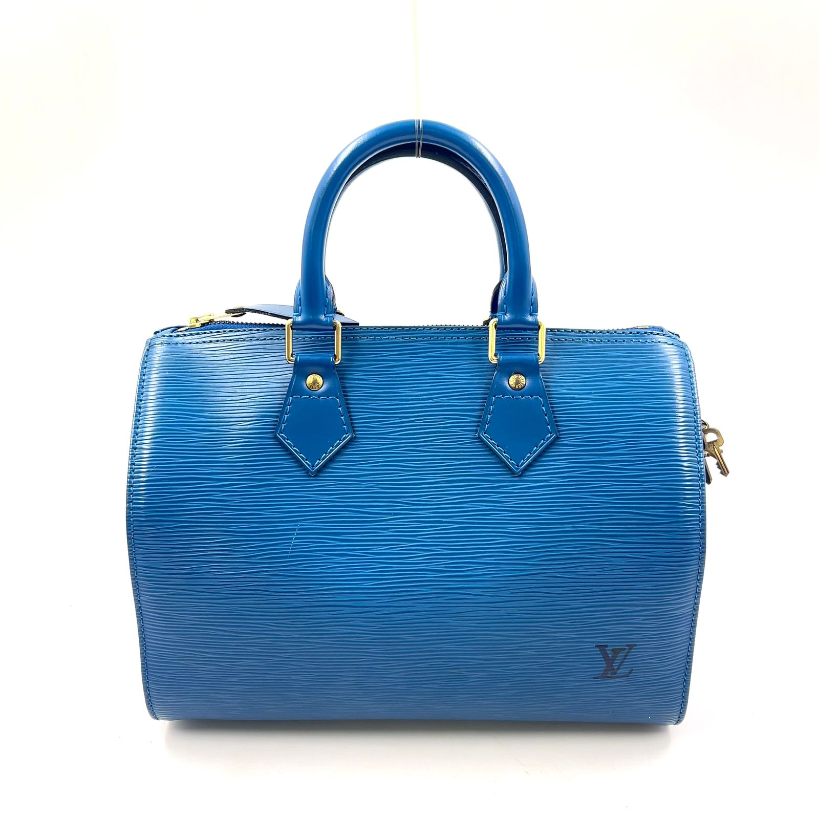 【新着】LOUIS VUITTON スピーディ25 エピ エピ トレドブルー レザー ブルー ハンドバッグ ゴールド M43015
