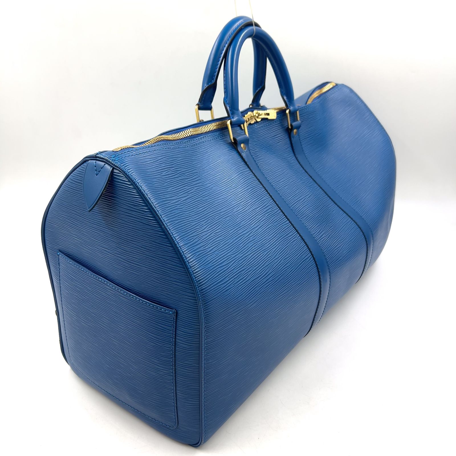 LOUIS VUITTONエピ キーポル50 ブルー　ボストン美品 新着】LOUIS VUITTON キーポル50 エピ エピ トレドブルー レザー