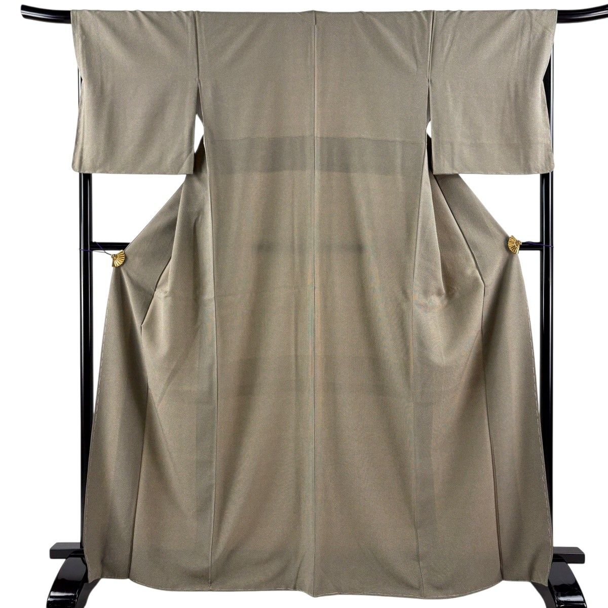 【美品】 江戸小紋 身丈168cm 裄丈68.5cm L 袷 角通し 灰緑 正絹 秀品 【中古】