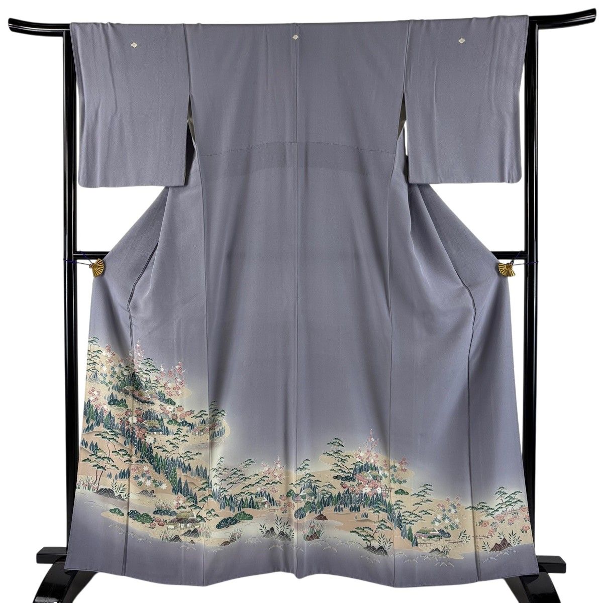 色留袖 身丈163cm 裄丈64.5cm M 袷 家屋 松梅 染め分け ぼかし 薄紫 