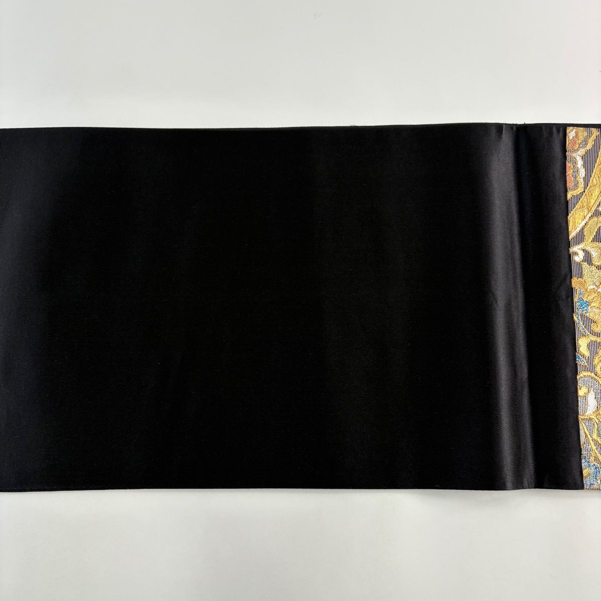 美品】 袋帯 秀品 鳳凰 花唐草 金銀糸 箔 墨色 六通 正絹 【中古 