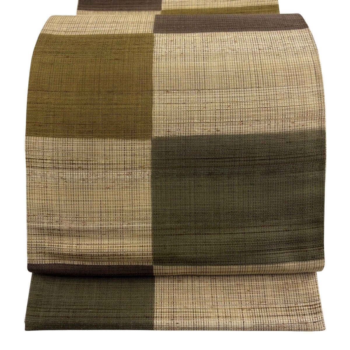 【美品】 袋帯 秀品 変わり市松 金糸 ベージュ 全通 正絹 【中古】