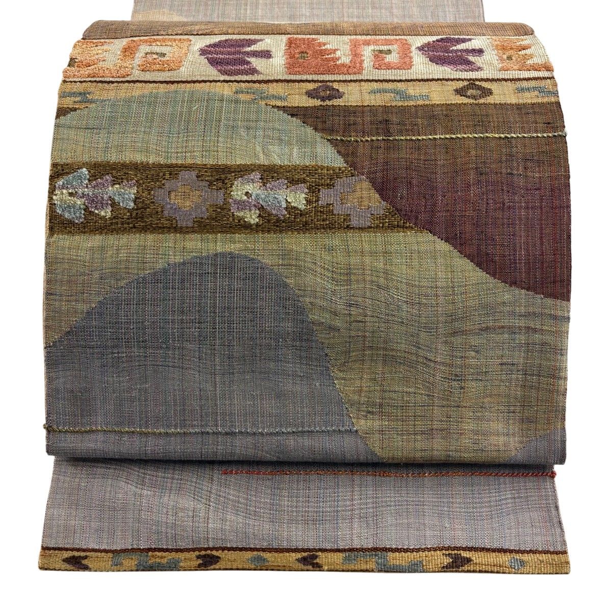 【美品】 袋帯 秀品 幾何学模様 金糸 茶色 お太鼓柄 正絹 【中古】 6,688円