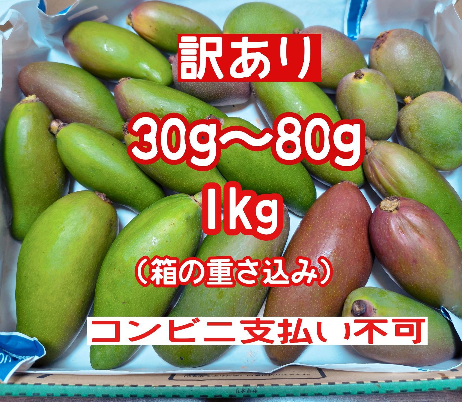 訳あり》摘果 未熟 加工用 マンゴー/ 約1㎏〈30g～80g〉キンコウ【台風