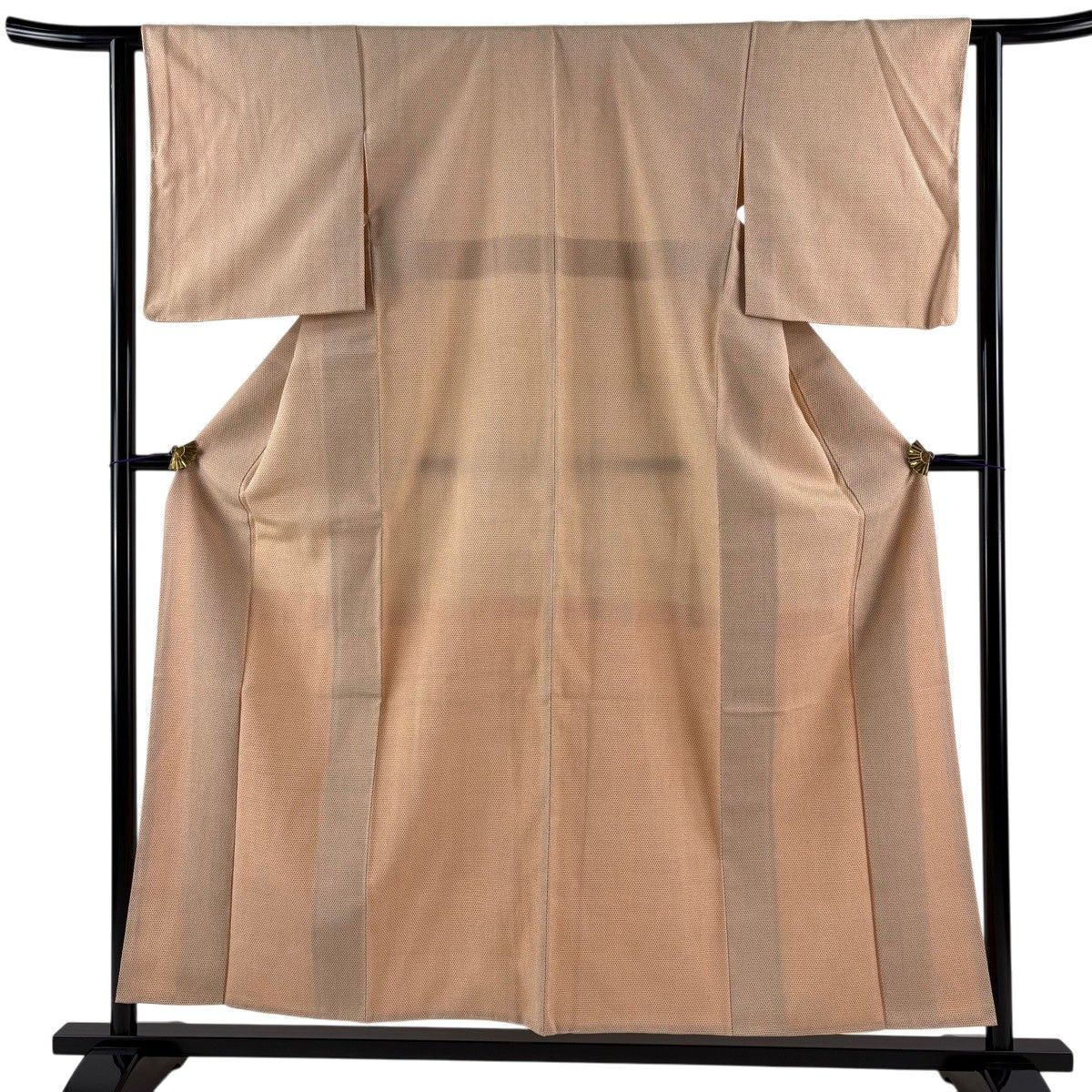 【美品】 お召 身丈155cm 裄丈62cm S 袷 本塩沢 証紙 絣柄 薄オレンジ 正絹 逸品 【中古】