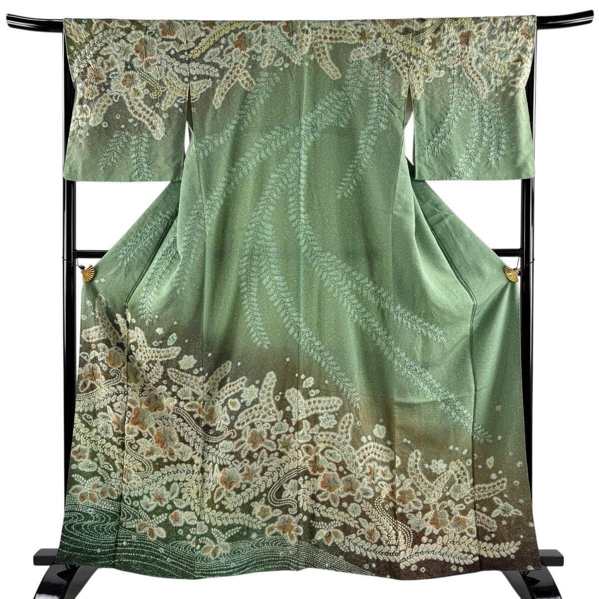 美品】 訪問着 身丈162.5cm 裄丈65.5cm M 袷 落款 辻が花 流水 銀通し