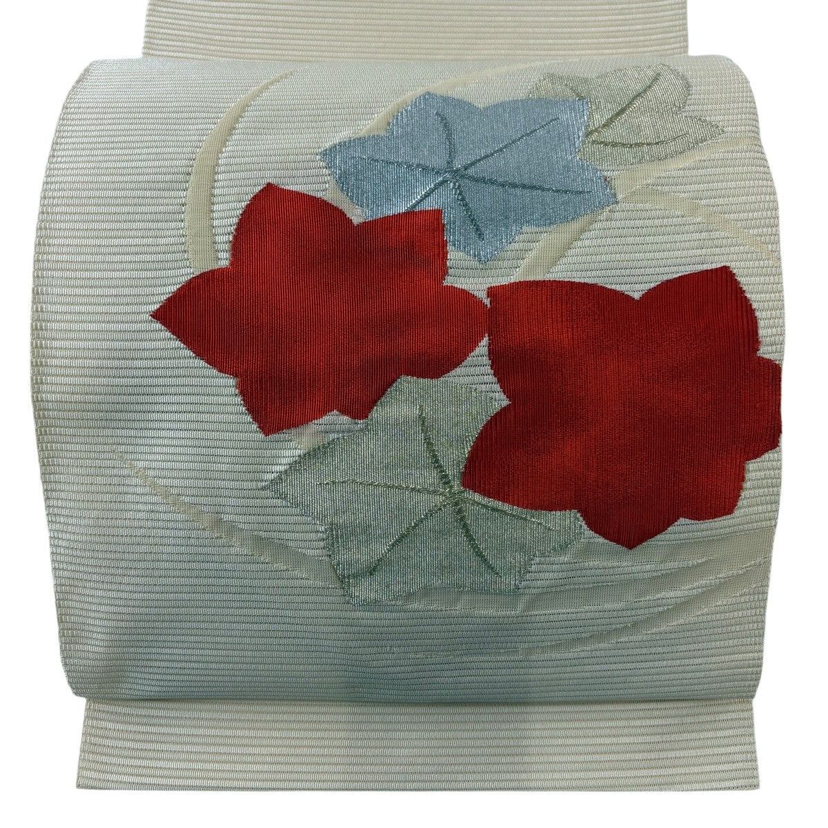 美品】 名古屋帯 優品 夏帯 絽 八寸名古屋帯 松葉仕立て 紅葉 金糸