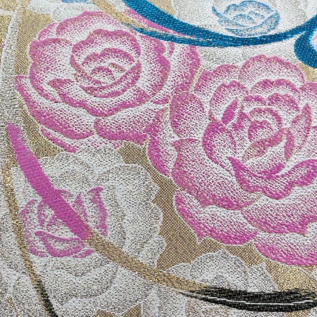 袋帯 秀品 振袖向き 薔薇 箔 灰白 六通 正絹 【中古】 - メルカリ
