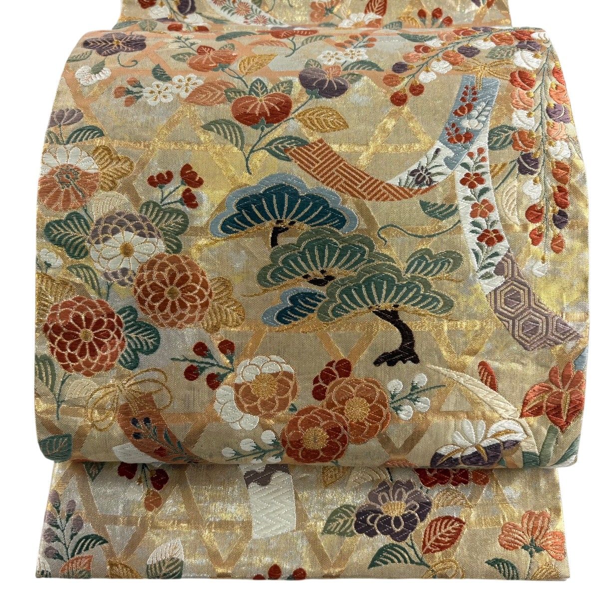 袋帯 秀品 短冊 草花 唐織 金糸 金色 六通 正絹 【中古】 - メルカリ