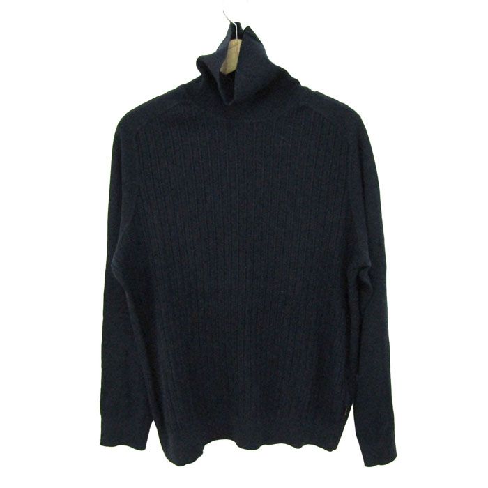 ヒューゴボス セーター トップス 長袖 タートルネック ニット コットン カシミヤ混 メンズ Lサイズ ネイビー HUGO BOSS 【中古】