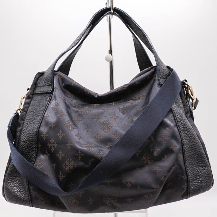 【未使用　2way】ラシット　ハンドバッグ　ショルダー　ネイビー　モノグラム ラシット ショルダーバッグ 2way ハンドバッグ モノグラム 鞄 カバン