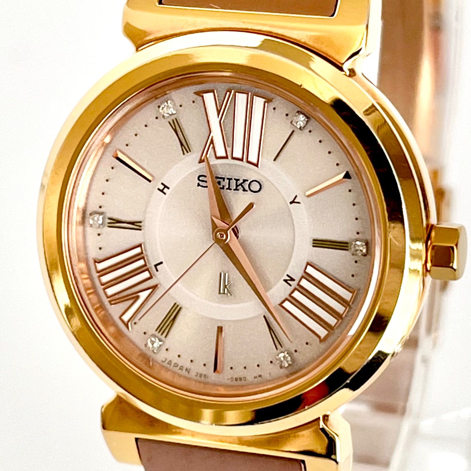 【セイコー ルキア レディース 腕時計 稼働 電波ソーラー 磨き済み】SEIKO LUKIA 美品 ゴールド