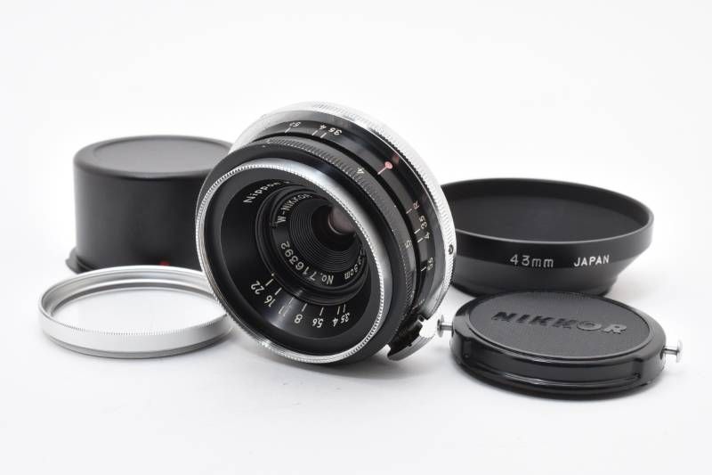 ★希少★ニコン Nikon W-NIKKOR･C 2.8cm F3.5 Sマウント 28mm NIPPON KOGAKU ブラック フード フィルター付★　YM1332＃30