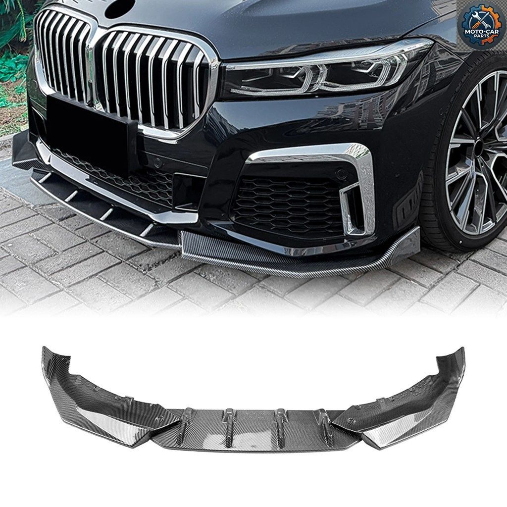 BMW 7シリーズ G11 G12 740i LCI Mスポーツ 2019-22 フロントバンパースポイラーリップ カーボンファイバー調/グロス仕上げ ロワーディフュ