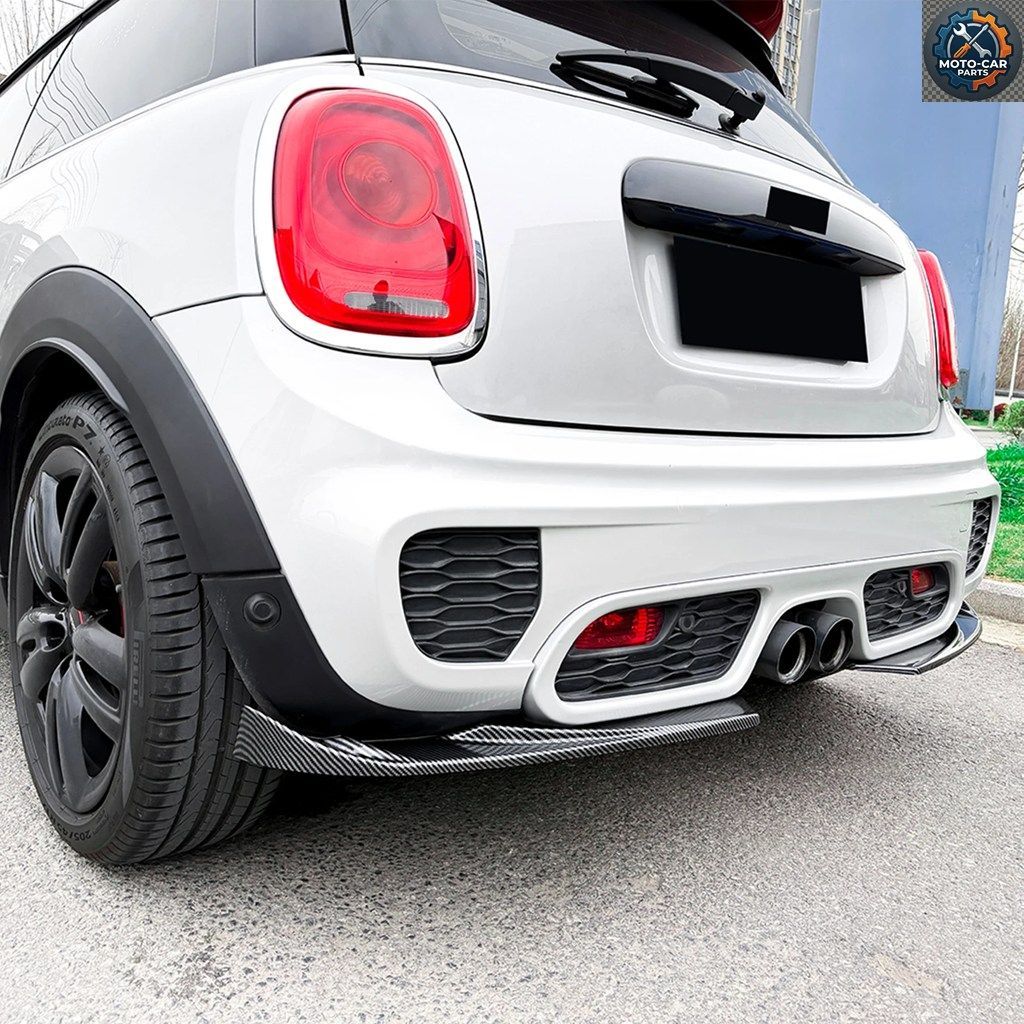 リアバンパーディフューザースポイラーカバーリップ カーボンファイバー調/グロススプリッターガード MINI COOPER F55 F56 F57 2014-2021